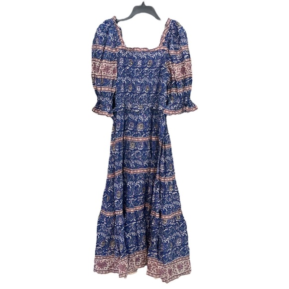 SEA Rosita Border Puff Sleeve Smocked Dress - Blue - NWT - Size Small - Picture 4 of 6